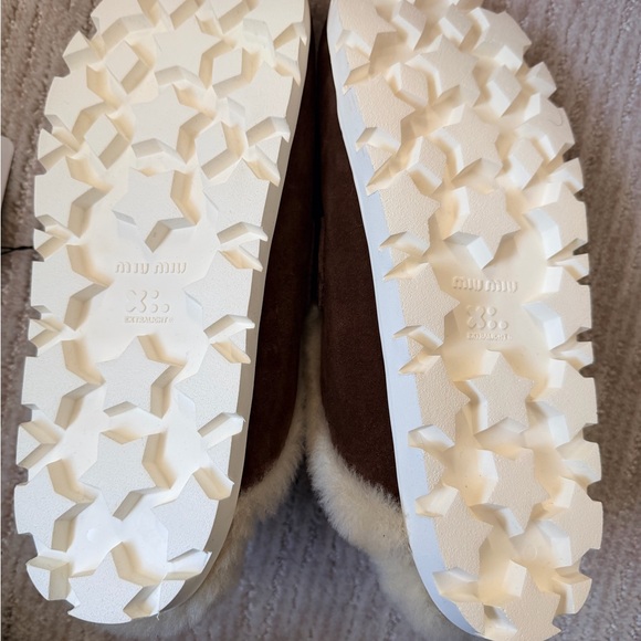 Brand NWT Miu Miu Suede Shearling Mules - Size 38.5 - Picture 5 of 11